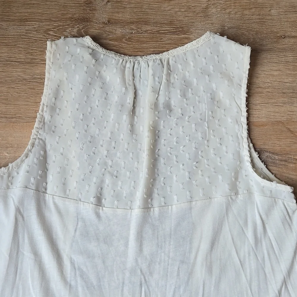 Anthropoloie One September lvory Sleeveless Bloue Sz S - Picture 9 of 11